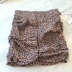 Zara Ruched Leopard Skirt